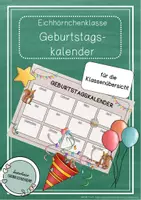 Vorschau - Anderer Materialtyp - Eichhörnchenklasse - Geburtstagskalender / Geburtstagsübersicht - Deckblatt