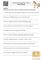 Vorschau - Arbeitsblätter - Anna und die Haustiere - Das Pferd - Quizfragen inkl. QR-Code - Seite 1
