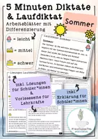 Vorschau - Arbeitsblätter - 5 Minuten Diktate und Laufdiktate "Sommer" mit Differenzierung #50 - Deckblatt