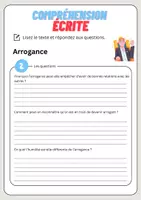 Aperçu - Feuilles d'exercices - Compréhension écrite – Arrogance + corrigés - Page 3