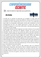 Aperçu - Feuilles d'exercices - Compréhension écrite – Armée + corrigés - Page 1
