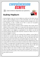 Aperçu - Feuilles d'exercices - Compréhension écrite – Audrey Hepburn + corrigés - Page 1