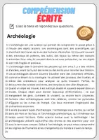 Aperçu - Feuilles d'exercices - Compréhension écrite – Archéologie + corrigés - Page 1