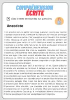 Aperçu - Feuilles d'exercices - Compréhension écrite – Anecdote + corrigés - Page 1