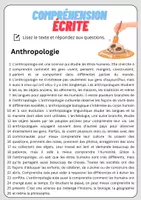 Aperçu - Feuilles d'exercices - Compréhension écrite – Anthropologie + corrigés - Page 1