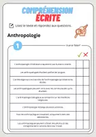 Aperçu - Feuilles d'exercices - Compréhension écrite – Anthropologie + corrigés - Page 2