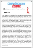 Aperçu - Feuilles d'exercices - Compréhension écrite – Actrice + corrigés - Page 1