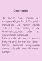 Vorschau - Aufgabenkarten - j'ai...qui a... passé composé (avoir & être) - Seite 1