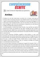 Aperçu - Feuilles d'exercices - Compréhension écrite – Antibes + corrigés - Page 1
