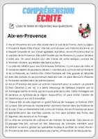 Aperçu - Feuilles d'exercices - Compréhension écrite – Aix-en-Provence + corrigés - Page 1