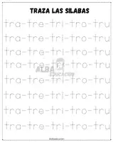 Vista previa - Hojas de trabajo - silaba trabadas tra, tre ,tri,tro,tru - página 1