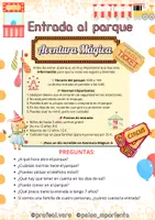 Vista previa - Hojas de trabajo - COMPRENSIÓN LECTORA: PARQUE DE ATRACCIONES - página 2