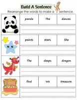 Aperçu - Feuilles d'exercices - Sentence Builder Fun Sheets Practice for Kids. - Page 1