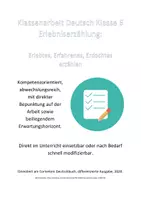 Vorschau - Stundenentwürfe - Klassenarbeit Deutsch 6: Erlebniserzählung (inkl. Lösung + Erwartungshorizont) - Deckblatt