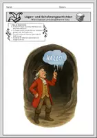 Vorschau - Arbeitsblätter - Münchhausen und das gefrorene Echo (Lügengeschichten) – Leseverständnis, Sprachanalyse, kreatives Schreiben, Vergleich und Reflexion + Musterlösung - Seite 1