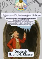 Vorschau - Arbeitsblätter - Münchhausen und das gefrorene Echo (Lügengeschichten) – Leseverständnis, Sprachanalyse, kreatives Schreiben, Vergleich und Reflexion + Musterlösung - Deckblatt