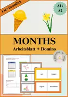 Vorschau - Arbeitsblätter - Months (Monate)-Übungspaket mit Arbeitsblatt & Domino | LRS freundlich - Deckblatt