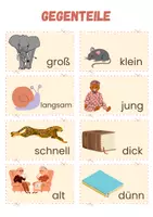 Vorschau - Arbeitsblätter - Gegenteile - Bildkarten & Lückentexte - Deckblatt