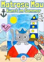 Vorschau - Stundenentwürfe - Kunst Sommer: Leuchtturm am Meer mit Katze - Deckblatt