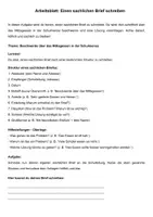 Vorschau - Arbeitsblätter - Arbeitsblatt zum Thema: Einen sachlichen Brief schreiben - Deckblatt