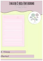 Vorschau - Arbeitsblätter - Arbeitsblatt: Deutsch Lineatur 3 - einzeilig 5 mm - DIN A4 mit Name und Datum rosa Hintergrund ||20 Seiten G5n69x36-2 - Deckblatt