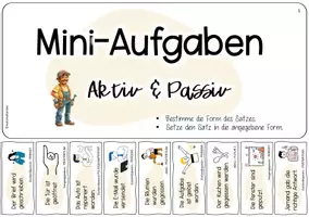 Vorschau - Arbeitsblätter - Aktiv + Passiv: Mini-Aufgaben Abreißzettel + Merkposter - Seite 3