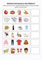 Vorschau - Arbeitsblätter - Welches Verb passt zu den Bildern? Verben + Akkusativ - Seite 1