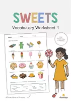 Vista previa - Hojas de trabajo - Sweets / Dulces: Vocabulary Worksheet 1 (Hoja de trabajo de inglés) - Portada