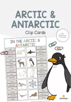Vista previa - Juegos / Gamificación - Arctic & Antarctic / Ártico y Antártida: Clip Cards (Tarjetas de pinza para la clase de inglés) - Portada