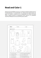 Vista previa - Manualidades / Dibujos para colorear - Clothes / Ropa: Read and Color 1 (Hoja de trabajo de inglés) - página 1
