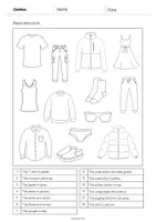 Vista previa - Manualidades / Dibujos para colorear - Clothes / Ropa: Read and Color 1 (Hoja de trabajo de inglés) - página 2
