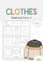 Vista previa - Hojas de trabajo - Clothes / Ropa: Read and Color 2 (Hoja de trabajo de inglés) - Portada