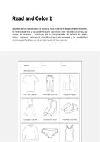Vista previa - Hojas de trabajo - Clothes / Ropa: Read and Color 2 (Hoja de trabajo de inglés) - página 1