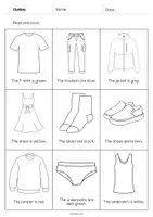 Vista previa - Hojas de trabajo - Clothes / Ropa: Read and Color 2 (Hoja de trabajo de inglés) - página 2