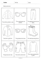 Vista previa - Hojas de trabajo - Clothes / Ropa: Read and Color 2 (Hoja de trabajo de inglés) - página 3