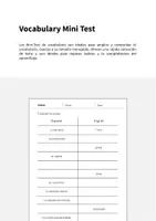 Vista previa - Evaluación - Clothes / Ropa: Vocabulary Mini Test (Test para la clase de inglés) - página 1