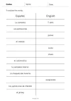 Vista previa - Evaluación - Clothes / Ropa: Vocabulary Mini Test (Test para la clase de inglés) - página 2