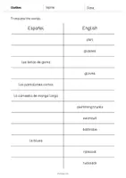 Vista previa - Evaluación - Clothes / Ropa: Vocabulary Mini Test (Test para la clase de inglés) - página 3