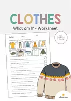Vista previa - Hojas de trabajo - Clothes / Ropa: What am I? - Worksheet (Hoja de trabajo de inglés) - Portada