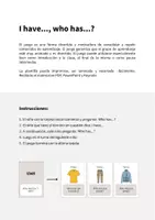 Vista previa - Juegos / Gamificación - Clothes / Ropa: I have..., who has...? (Juego para la clase de inglés) - página 1