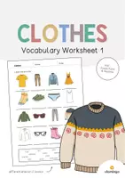 Vista previa - Hojas de trabajo - Clothes / Ropa: Vocabulary Worksheet 1 (Hoja de trabajo de inglés) - Portada