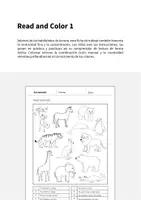 Vista previa - Hojas de trabajo - Zoo Animals / Animales del zoo: Read and Color 1 (Hoja de trabajo de inglés) - página 1