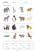 Vista previa - Hojas de trabajo - Zoo Animals / Animales del zoo: Vocabulary Worksheet 1 (Hoja de trabajo de inglés) - página 3