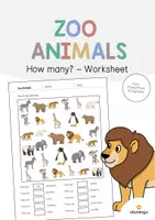 Vista previa - Hojas de trabajo - Zoo Animals / Animales del zoo: How many? – Worksheet (Hoja de trabajo de inglés) - Portada