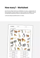 Vista previa - Hojas de trabajo - Zoo Animals / Animales del zoo: How many? – Worksheet (Hoja de trabajo de inglés) - página 1