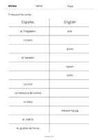 Vista previa - Evaluación - Kitchen / Cocina: Vocabulary Mini Test (Test para la clase de inglés) - página 2