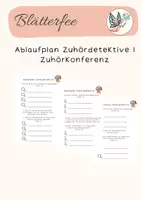 Vorschau - Merkblätter - Freebie: Ablaufplan Zuhördetektive I Zuhörkonferenz - Deckblatt