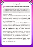 Vorschau - Arbeitsblätter - Die Popmusik_Lückentext (Gymnasium/Mittelschule) - Seite 1