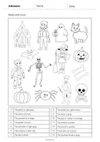 Vista previa - Manualidades / Dibujos para colorear - Halloween: Read and Color 1 (Hoja de trabajo de inglés) - página 2