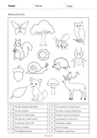 Vista previa - Hojas de trabajo - Forest / Bosque: Read and Color 1 (Hoja de trabajo de inglés) - página 2